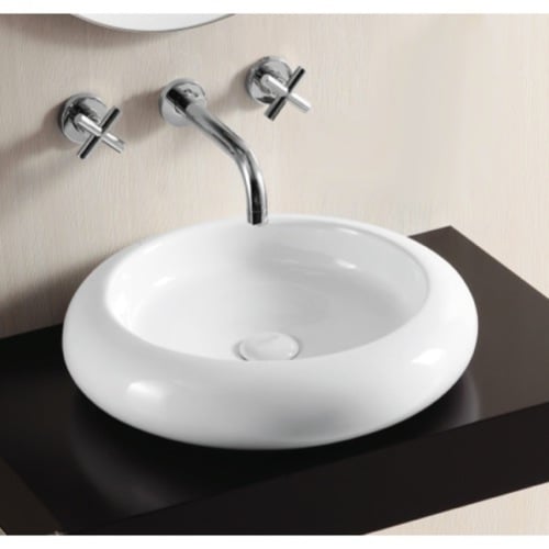 Round White Ceramic Vessel Bathroom Sink Caracalla CA4027