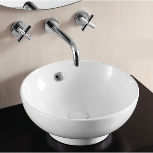 Round White Ceramic Vessel Bathroom Sink Caracalla CA4947