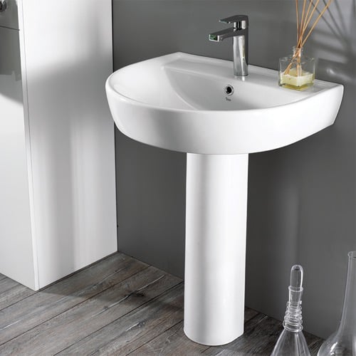 Round White Ceramic Pedestal Sink CeraStyle 007800U-PED