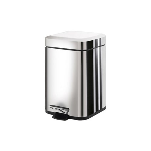 Square Polished Chrome Waste Bin With Pedal Gedy 2309-13