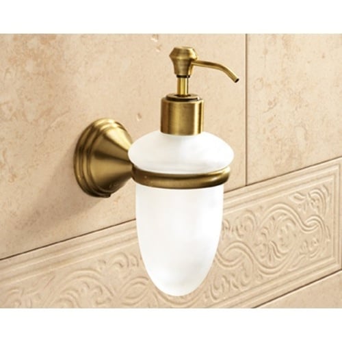 Soap Dispenser, Wall Mounted, Frosted Glass With Bronze Mounting Gedy 7581-44