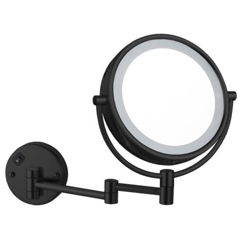 Black Makeup Mirror, Wall Mounted, Lighted, 7x Nameeks AR7705-BLK-7x