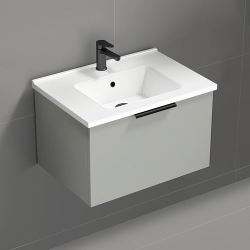 Small Bathroom Vanity, Floating, 26 Inch, Grey Mist Nameeks BODRUM22