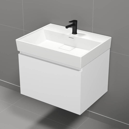 Wall Mounted Bathroom Vanity, Modern, 24 Inch, Glossy White Nameeks SHARP6