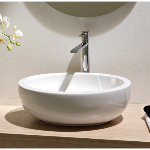 Oval Shaped White Ceramic Vessel Bathroom Sink Scarabeo 8112