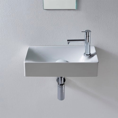 Small Ceramic Wall Mounted or Vessel Sink Scarabeo 1501