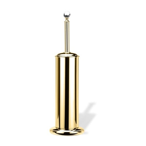 Toilet Brush Holder, Gold Finish Brass with Crystal Top StilHaus SL039-16