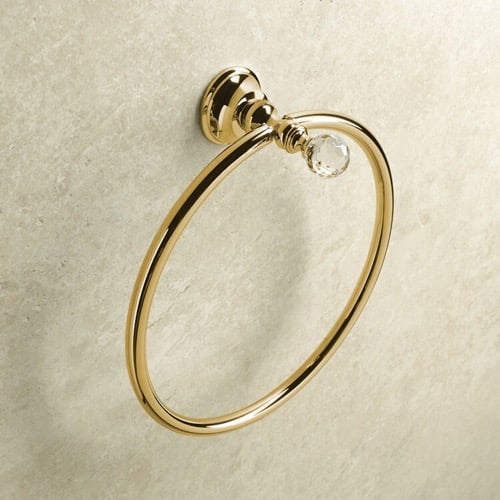 Gold Finish Towel Ring with Crystal StilHaus SL07-16