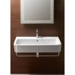 GSI 694411 Curved Rectangular White Ceramic Wall Mounted or Vessel Bathroom Sink