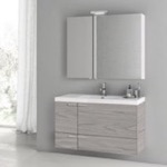 ACF ANS1398 Wall Mounted Bathroom Vanity, Modern, 40 Inch, Grey Walnut