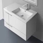 ACF ANS20-Glossy White Wall Mount Bathroom Vanity, Modern, 31