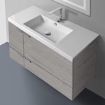 ACF ANS34-Grey Walnut Wall Mount Bathroom Vanity, Modern, 39