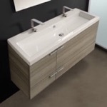 ACF ANS39 Trough Modern Wall Mounted Bathroom Vanity, Double Sink, 47