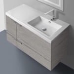 ACF ANS45-Grey Walnut Wall Mounted Bathroom Vanity, Modern, 39