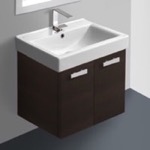 Acf C142 By Nameek S Cubical 24 Inch Wenge Wall Mount Bathroom Vanity With Fitted Ceramic Sink Thebathoutlet