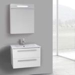 ACF DA273 Small Bathroom Vanity, Floating, 25 Inch, Glossy White