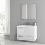 ACF ANS60 White Bathroom Vanity, Modern, Wall Mounted, 31
