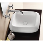 Bathroom Sink, Caracalla CA412, Square White Ceramic Vessel Bathroom Sink