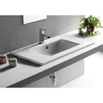 Bathroom Sink, Caracalla CA4530-820, Rectangular White Ceramic Drop In Bathroom Sink