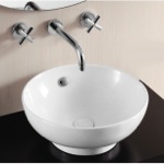 Bathroom Sink, Caracalla CA4947, Round White Ceramic Vessel Bathroom Sink