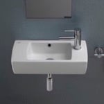 CeraStyle 001500-U-One Hole Small Rectangular Ceramic Wall Mounted or Drop In Bathroom Sink