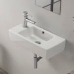 CeraStyle 001600-U Small Rectangular Ceramic Wall Mounted or Drop In Bathroom Sink