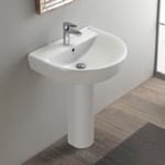 CeraStyle 003100U-PED Round White Ceramic Pedestal Sink