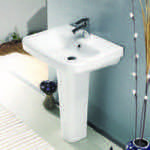 Bathroom Sink, CeraStyle 007700U-PED, Rectangular White Ceramic Pedestal Sink