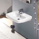 Bathroom Sink, CeraStyle 007700-U, Rectangular White Ceramic Wall Mounted or Drop In Sink