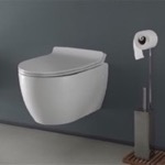 CeraStyle 018700 Modern Wall Mount Toilet, Ceramic, Rounded