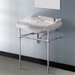 CeraStyle 030200-CON Traditional Ceramic Console Sink With Chrome Stand