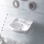 Bathroom Sink, CeraStyle 030200-U, Classic-Style White Ceramic Wall Mounted Sink