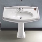 CeraStyle 030400-PED Classic-Style White Ceramic Pedestal Sink