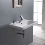 CeraStyle 030900-U Rectangular White Ceramic Wall Mounted or Drop In Sink
