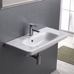 CeraStyle 033300-U Rectangle White Ceramic Wall Mounted Sink or Drop In Sink