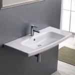 CeraStyle 034400-U Rectangle White Ceramic Wall Mounted or Drop In Sink