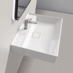 Bathroom Sink, CeraStyle 037100-U, Rectangular White Ceramic Wall Mounted or Drop In Sink