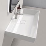 CeraStyle 037300-U Rectangular White Ceramic Wall Mounted or Drop In Sink