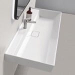 CeraStyle 037500-U-One Hole Rectangular White Ceramic Wall Mounted or Drop In Sink