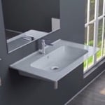 CeraStyle 042000-U Rectangular White Ceramic Wall Mounted or Drop In Sink