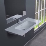 Bathroom Sink, CeraStyle 042300-U, Rectangular White Ceramic Wall Mounted or Drop In Sink