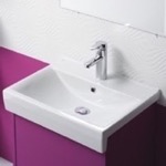 CeraStyle 063500-U Rectangle White Ceramic Semi Recessed or Wall Mounted Sink