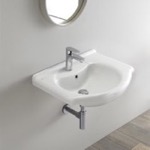 CeraStyle 066000-U Rectangular White Ceramic Wall Mounted or Drop In Bathroom Sink