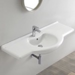 CeraStyle 066700-U Rectangular White Ceramic Wall Mounted or Drop In Bathroom Sink