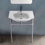 CeraStyle 081000-CON Traditional Ceramic Console Sink With Chrome Stand