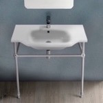 CeraStyle 081200-CON Traditional Ceramic Console Sink With Chrome Stand