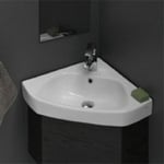 CeraStyle 001900-U Small Corner Ceramic Drop In or Wall Mounted Bathroom Sink