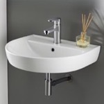 CeraStyle 007800-U Round White Ceramic Wall Mounted Sink