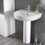 CeraStyle 007800U-PED Round White Ceramic Pedestal Sink