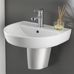 CeraStyle 007800U-S-PED Round White Ceramic Semi-Pedestal Sink